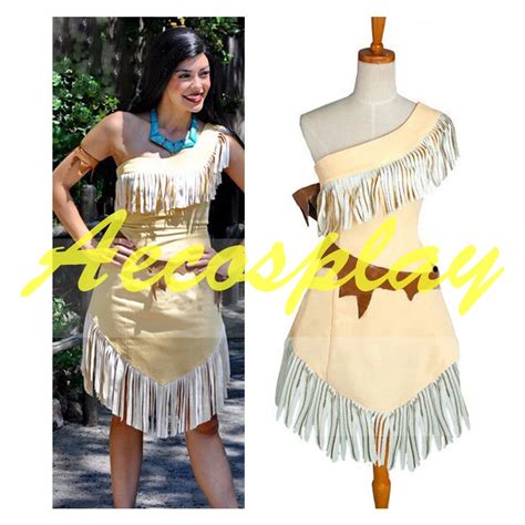 Custom Made Pocahontas India Princess Cosplay Costume Halloween Women Dress On