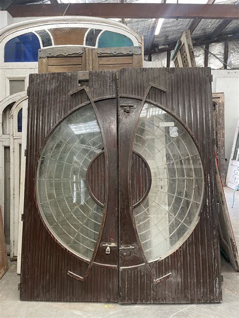 SOLD Large Art Deco Entrance Gate Door With Mixed Timber Metal