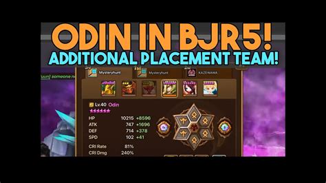 Bjr5 Odin Additional Placement Team In Summoners War Youtube