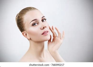 Sensual Woman Cream Dots On Face Stock Photo Shutterstock