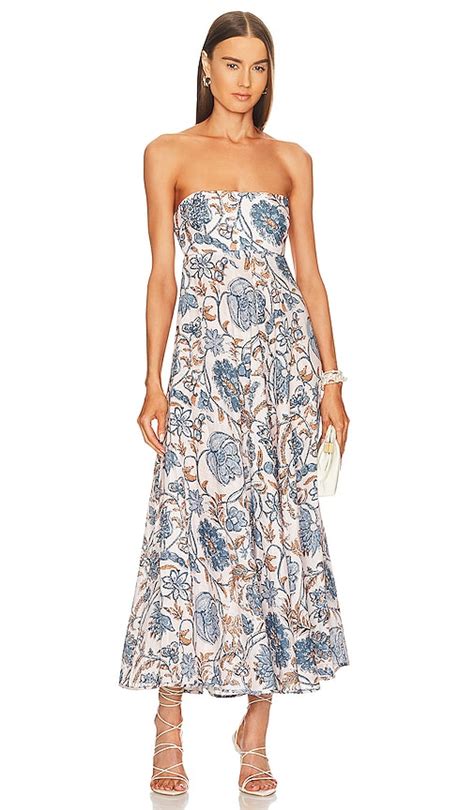 Zimmermann Vitali Bandeau Midi Dress In Cornflower Floral Revolve