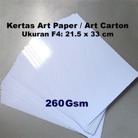 Jual Kertas Art Paper Art Carton 260 Gsm F4 21 5 X 33cm Shopee