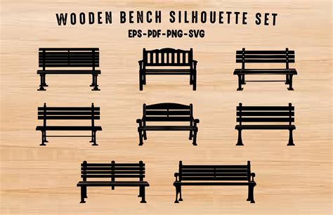 Wooden Bench Silhouette Clipart Bundle Graphic by Gfx_Expert_Team ...