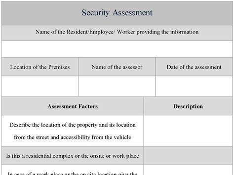 Security Assessment Form Editable Pdf Forms