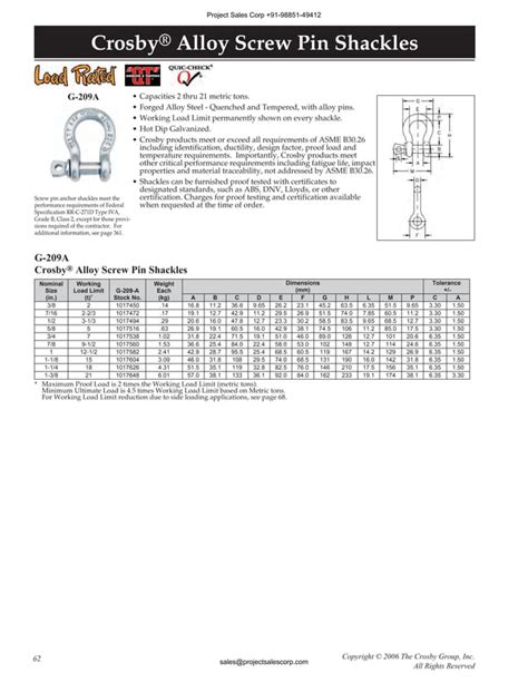 Crosby Shackles from Project Sales Corp, Vizag | PDF