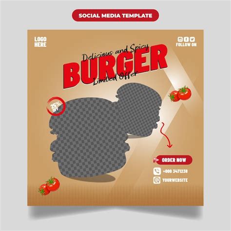 Burger Und Restaurant Social Media Banner Vorlage Premium Vektor