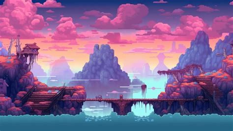 Premium Ai Image Game Scenery In D Pixel Art