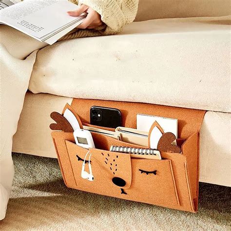 Oggfader Bedside Caddy Felt Bed Storage Organizer Hanging Bag Holder