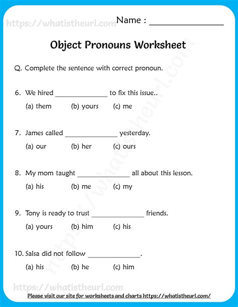 Object Pronoun Worksheet Grade 2