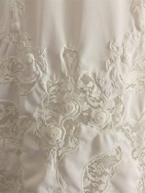 Vintage Slip Lingerie White Full Slip Retro Embroider Gem