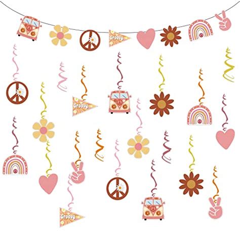 Uomnicue 20pcs Hippie Party Decorations Groovy Retro Hippie Boho