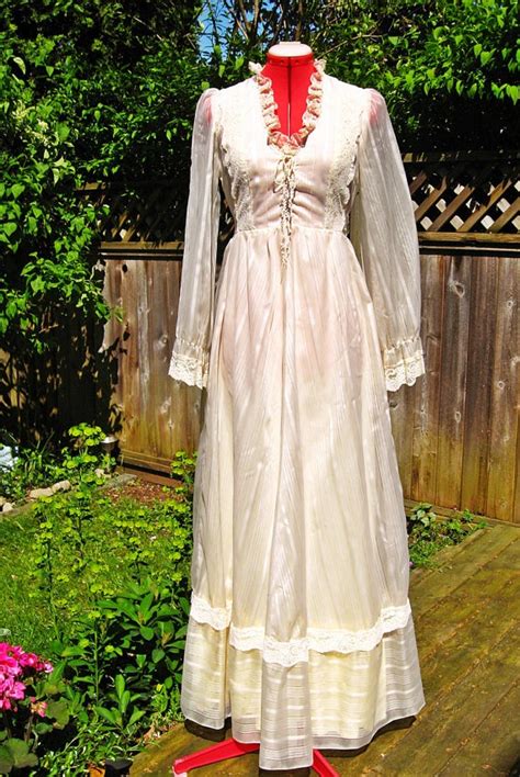 Vintage 70s GUNNE Sax Style CORSET Maxi Prairie Dress Xs S Etsy