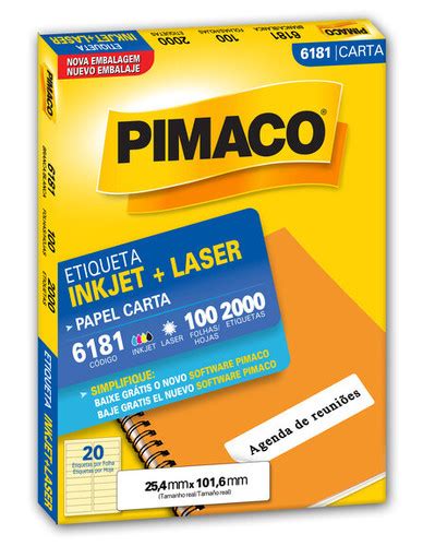 ETIQUETAS ADESIVAS INKJET LASER CARTA 25 4X101 6MM PIMACO 6181 100