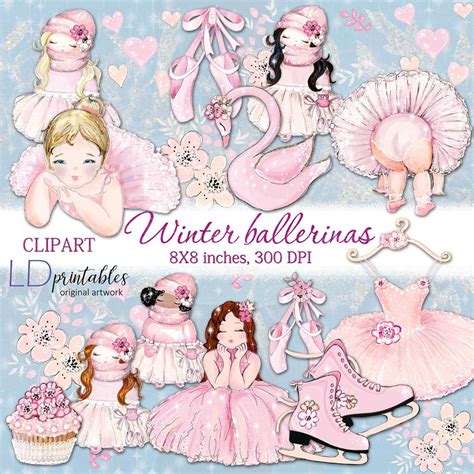 Winter Ballerinas Clipart Ballerinas Planner Stickers Girls Etsy