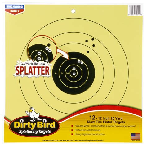 Birchwood Casey Dirty Bird 12 25 Yard Slow Fire Pistol Target 12