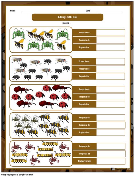 Foaia De Lucru Pentru Propor Ii Cu Tematic De Insecte