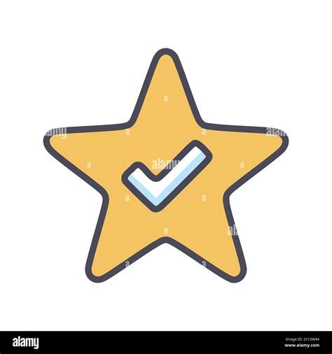 Star Checkmark Icon Yellow Star With Blue Checkmark Symbolizes