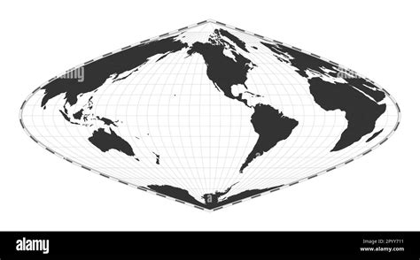 Vector World Map Sinusoidal Projection Plain World Geographical Map