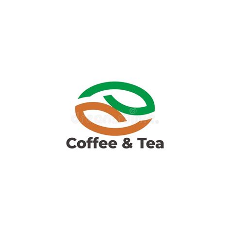 Coffee Bean Tea Leaf Simple Geometric Logo Vector Stock Vector