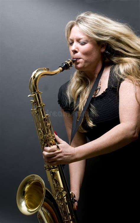 Blond Female Saxophone Player Musician Stock Image Image Of Music