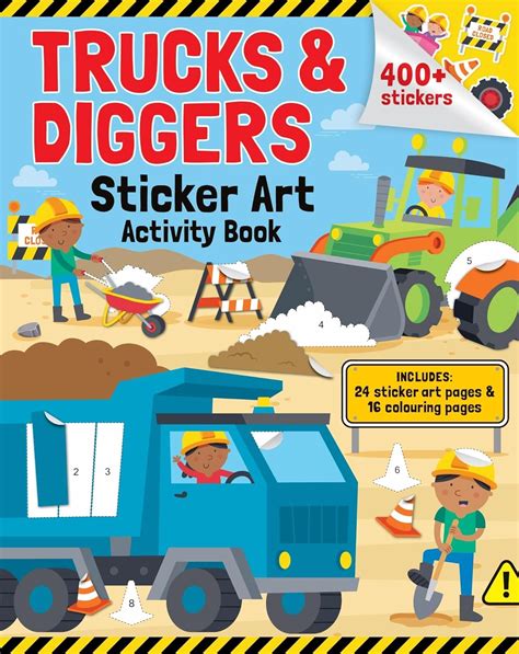 Trucks And Diggers Sticker Art And Colouring Book Lake Press Au Books