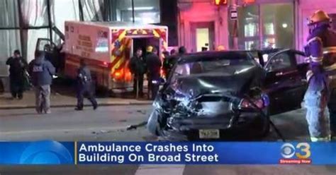 Ambulance Crashes Into Building After Two Vehicle Crash Cbs Philadelphia