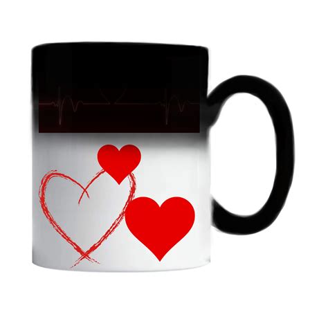 Cana Magica Termosensibila Personalizata Cu Mesaj Heartbeat 330 Ml