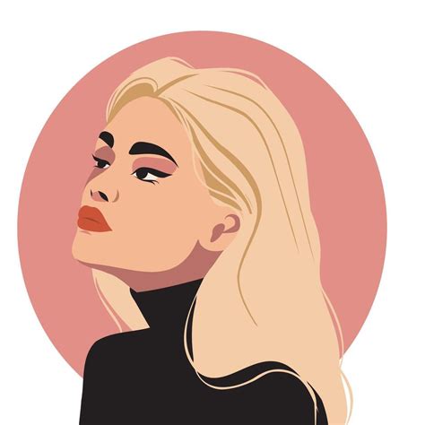 Flat Illustration Of Bright Portrait Of Blonde Woman Avatar On Pink Background Avatar Icons