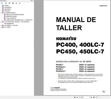 Komatsu Excavator Pc400 Pc400lc 7 Pc450 Pc450lc 7 Shop Manual Gsbm033005 Es Auto Repair Manual