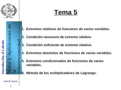 PPT Introducción al Cálculo Infinitesimal Tema 5 Aplicaciones de la