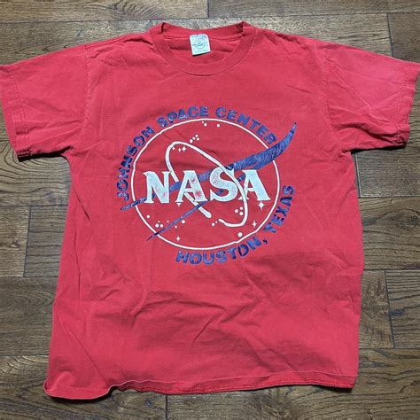 Nasa Houston Texas Red T Shirt Size Medium Adult Depop