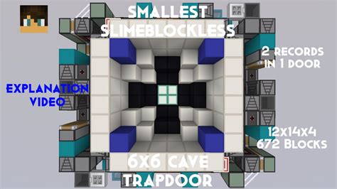 Smallest 6x6 Full Flush Cave Trapdoor Slimeblockless Explanation