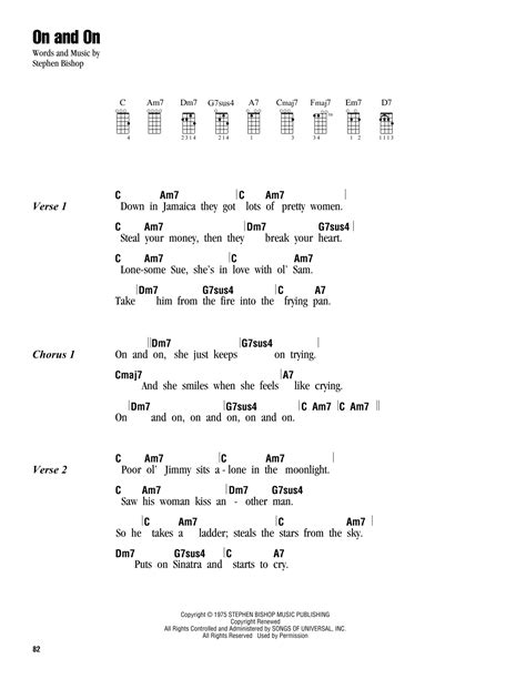 On And On By Stephen Bishop Sheet Music For Ukulele Chords Lyrics At Sheet Music Direct