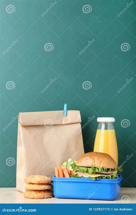 School Lunch With Paper Bag Stock Image Image Of Carrot Education