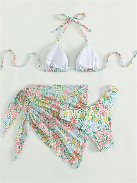 Is That The New Floral Print Bikini Set Halter Triangle Bra Cheeky