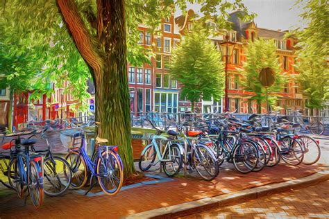 The Bicycles Of Amsterdam Watercolor Painting Photograph By Debra And