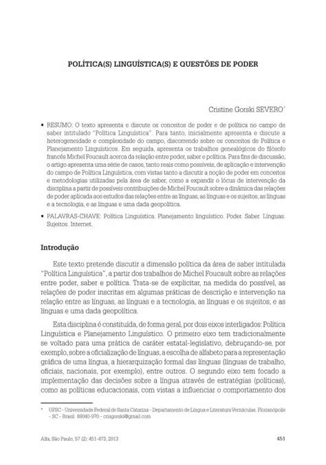 PDF POlÍTiCa S liNGuÍSTiCa S E QuESTÕES DE PDF fileAlfa São