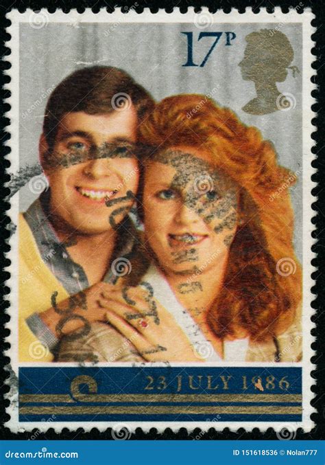 Vintage Stamp Printed In Great Britain 1986 Shows Wedding Of Prince