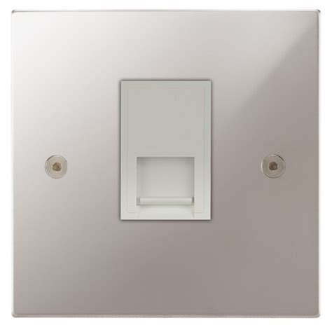 Focus Sb Horizon Square Corners Nhps251w 1 Gang Slave Telephone Socket In Polished Stainless