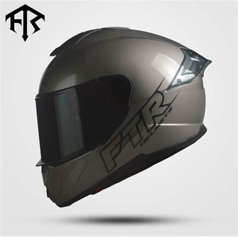 Ftr Helmets Xr2 Pro Solid Glossy Grey Full Face Dual Visor Helmet