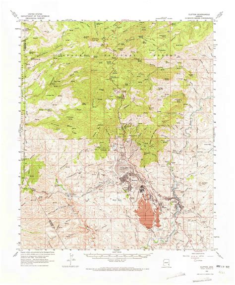 Clifton Arizona 1962 1972 USGS Old Topo Map Reprint 15x15 AZ Quad