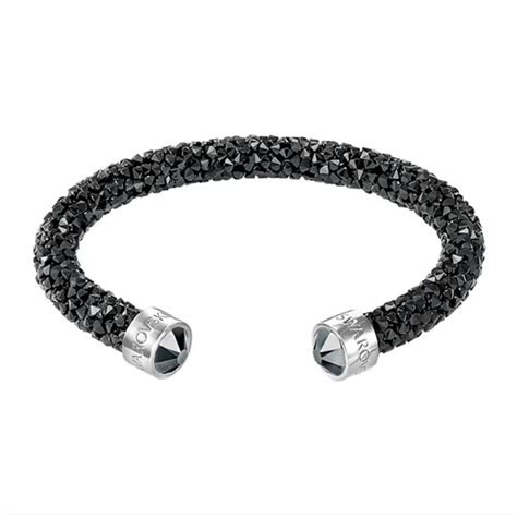 V Ng Eo Tay Swarovski Crystaldust Cuff Black Stainless Steel