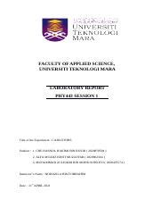 Lab 1 PHY 443 G3 Docx FACULTY OF APPLIED SCIENCE UNIVERSITI