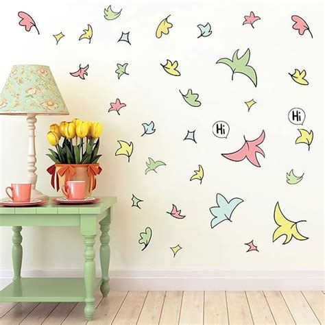 Heartstopper Leaves Wall Decal Colorful Leaves Sticker Cute Flowers