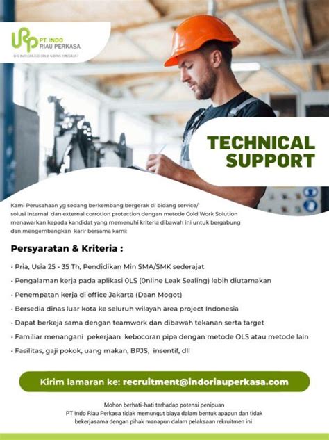 Lowongan Kerja Technical Support Technical Product Teknisi