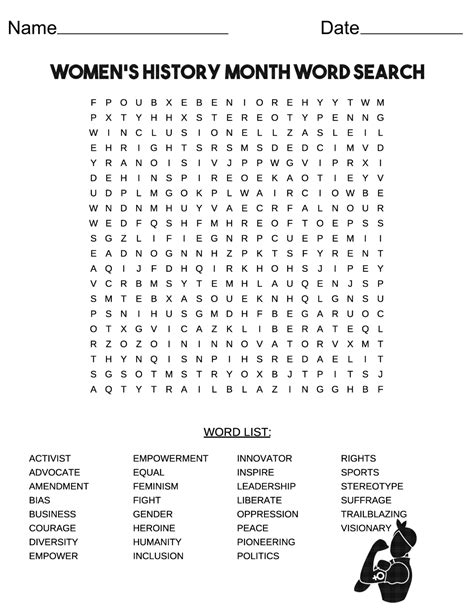 Women S History Month Word Search Free Printable PDF