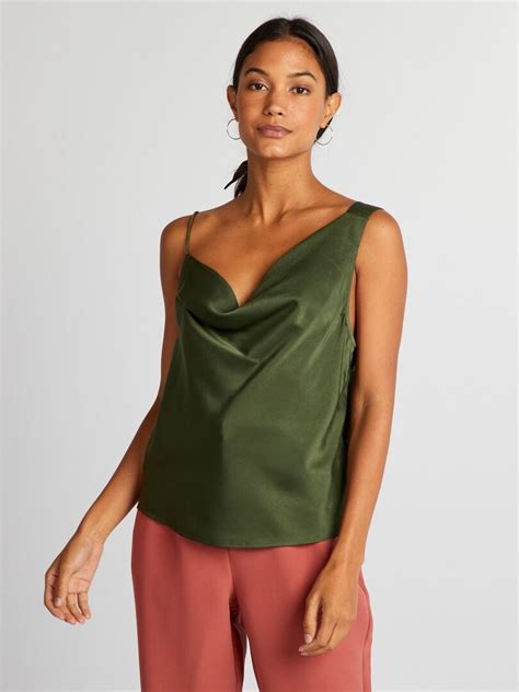 Camiseta Sin Mangas Satinada Con Cuello Desbocado VERDE Kiabi 18 00