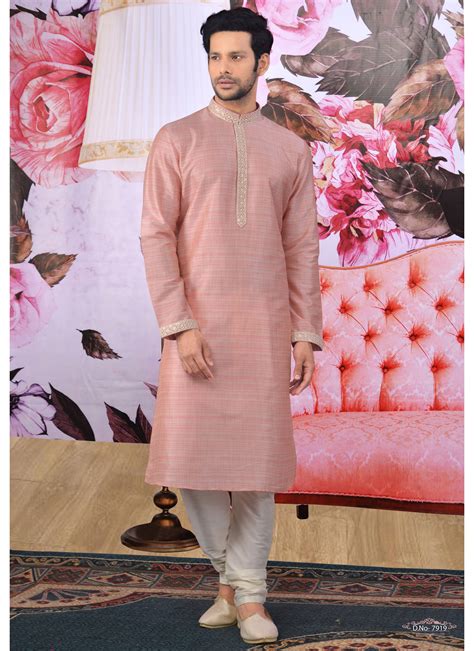 Buy Pink Jamawar Silk Kurta Pyjama Online 157927 Mens