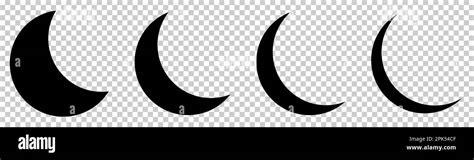 Moon Crescent Icons Different Shapes Of Moon Vector Illustration