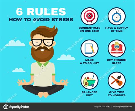 6 rules to avoid stress infographic. Stock Illustration by ©Kahovsky #168815160